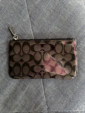 Coach Brown and Black Signature Logo  Zip Pouch